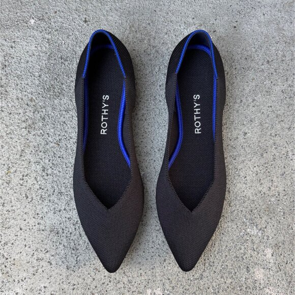 ROTHY'S Black The Point II Shoes Womens 8.5 Black Slip On Flats Rothys Pointed - Picture 10 of 10